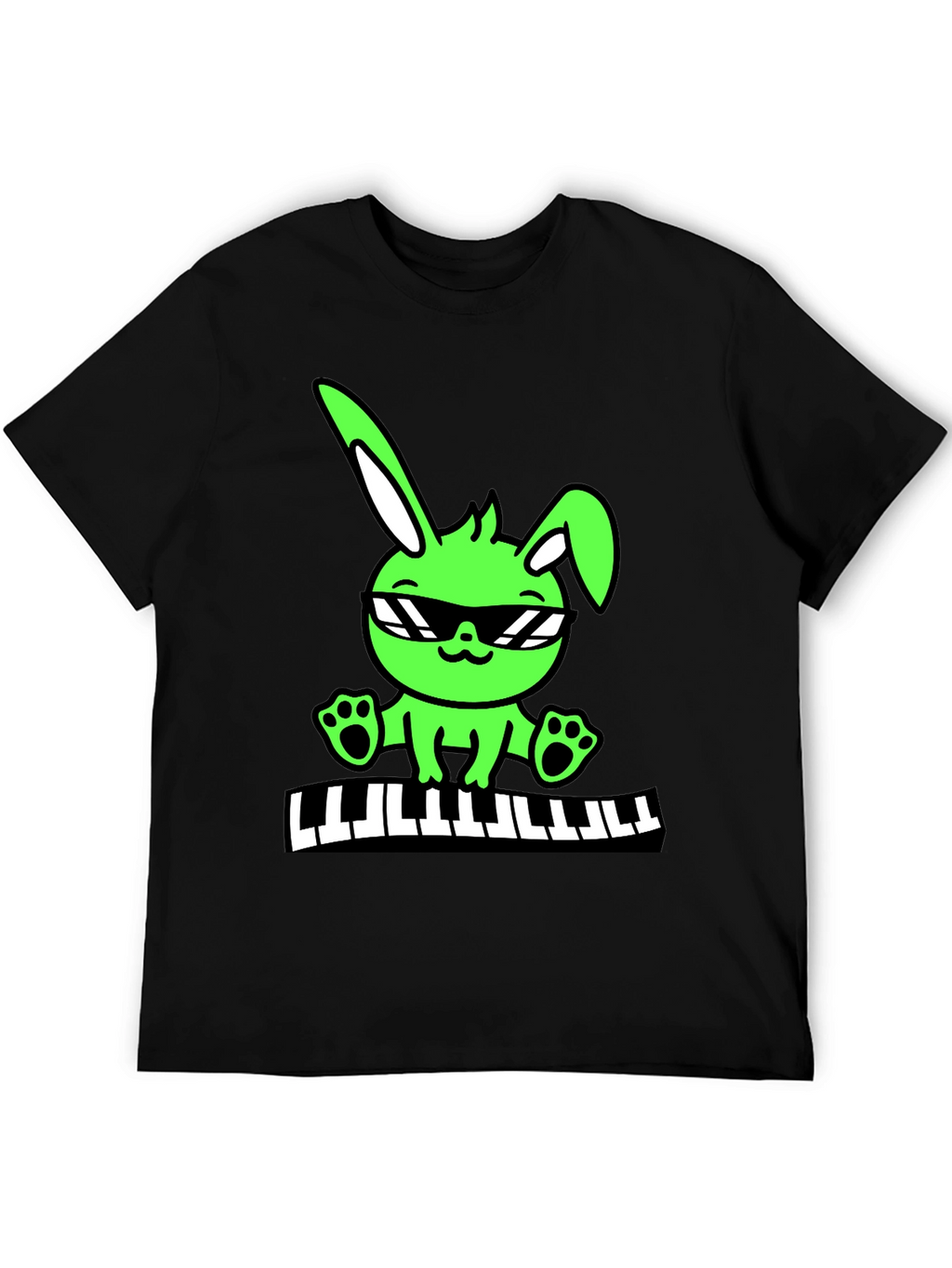 Cool Bunny Keyboardist Graphic Tee