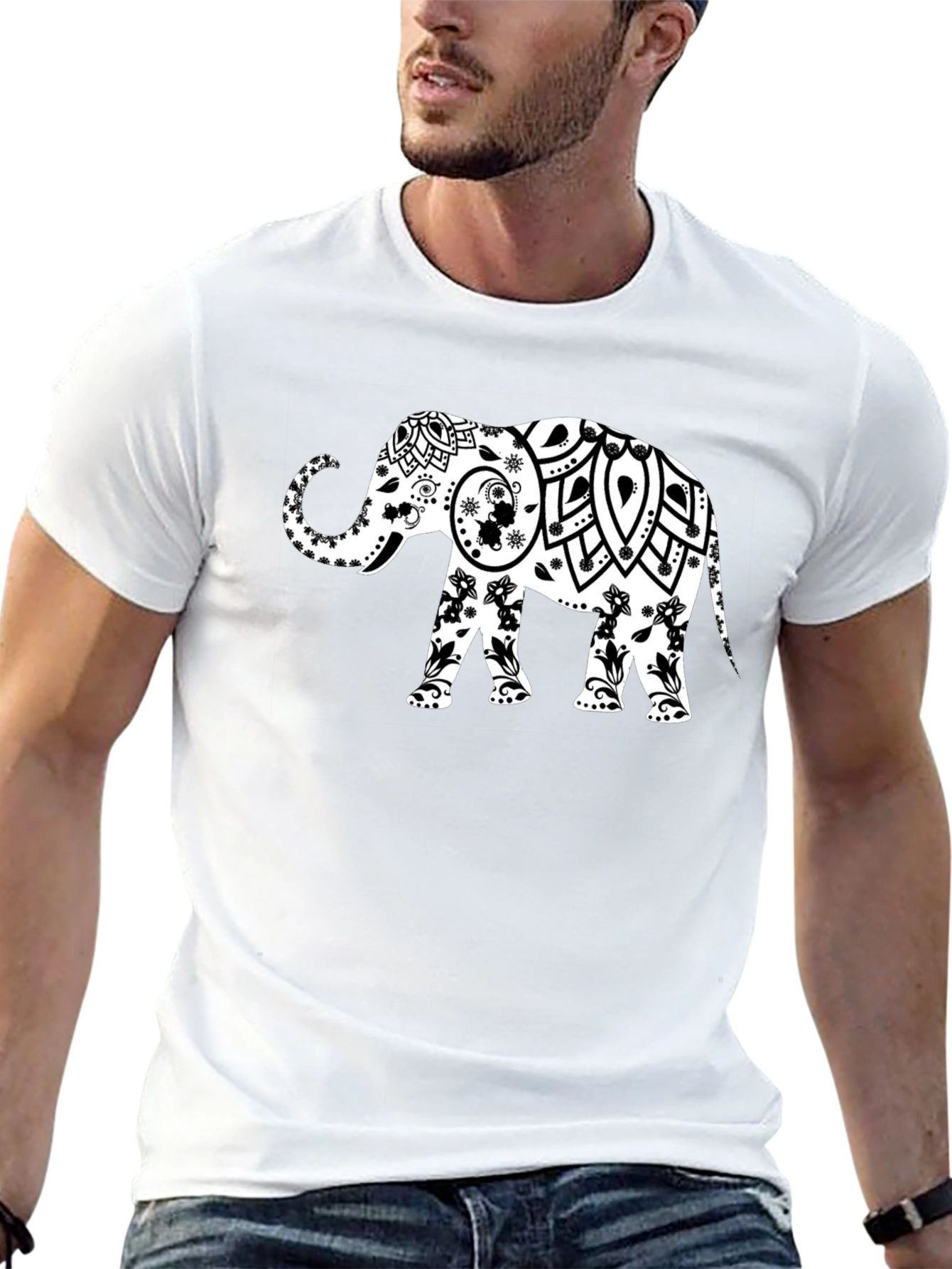 Elephant Mandala Graphic Tee - Stylish Black T-Shirt
