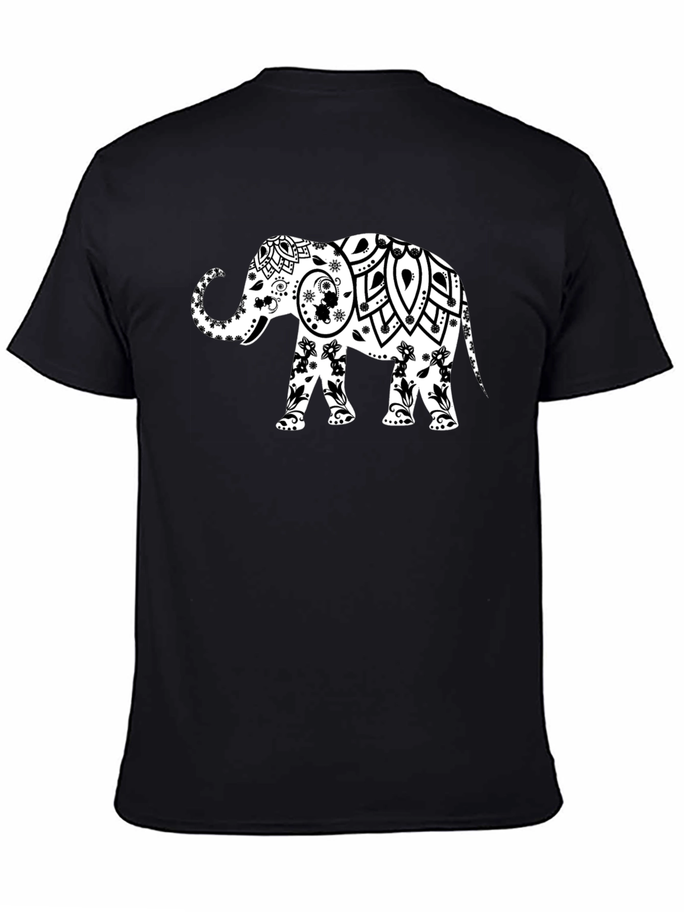 Elephant Mandala Graphic Tee - Stylish Black T-Shirt