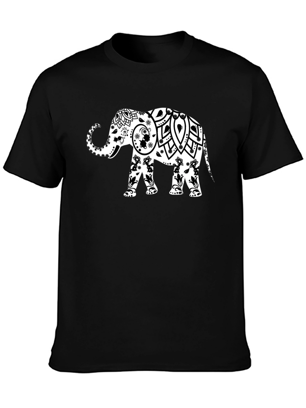 Elephant Mandala Graphic Tee - Stylish Black T-Shirt