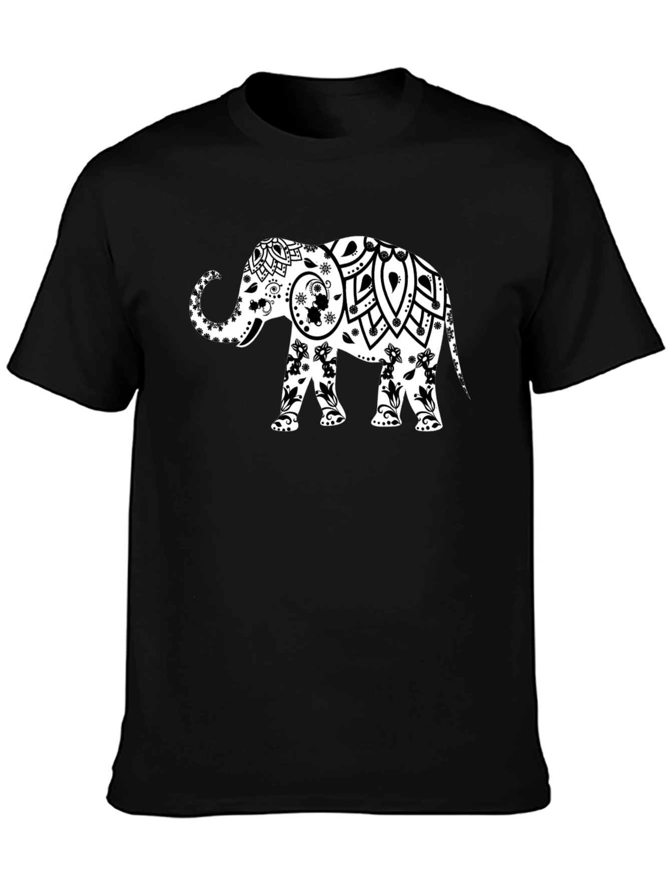 Elephant Mandala Graphic Tee - Stylish Black T-Shirt