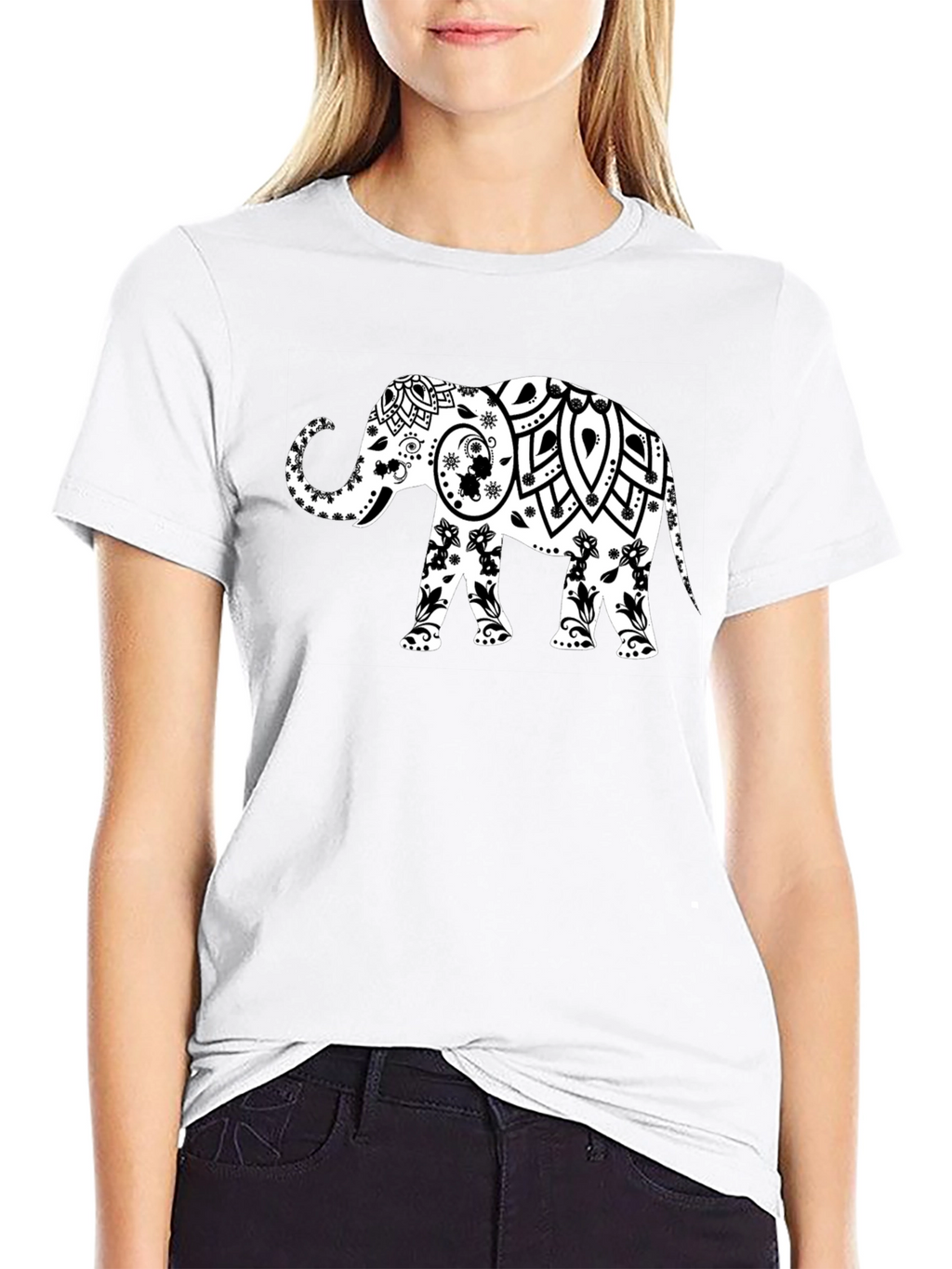 Elephant Mandala Graphic Tee - Stylish Black T-Shirt