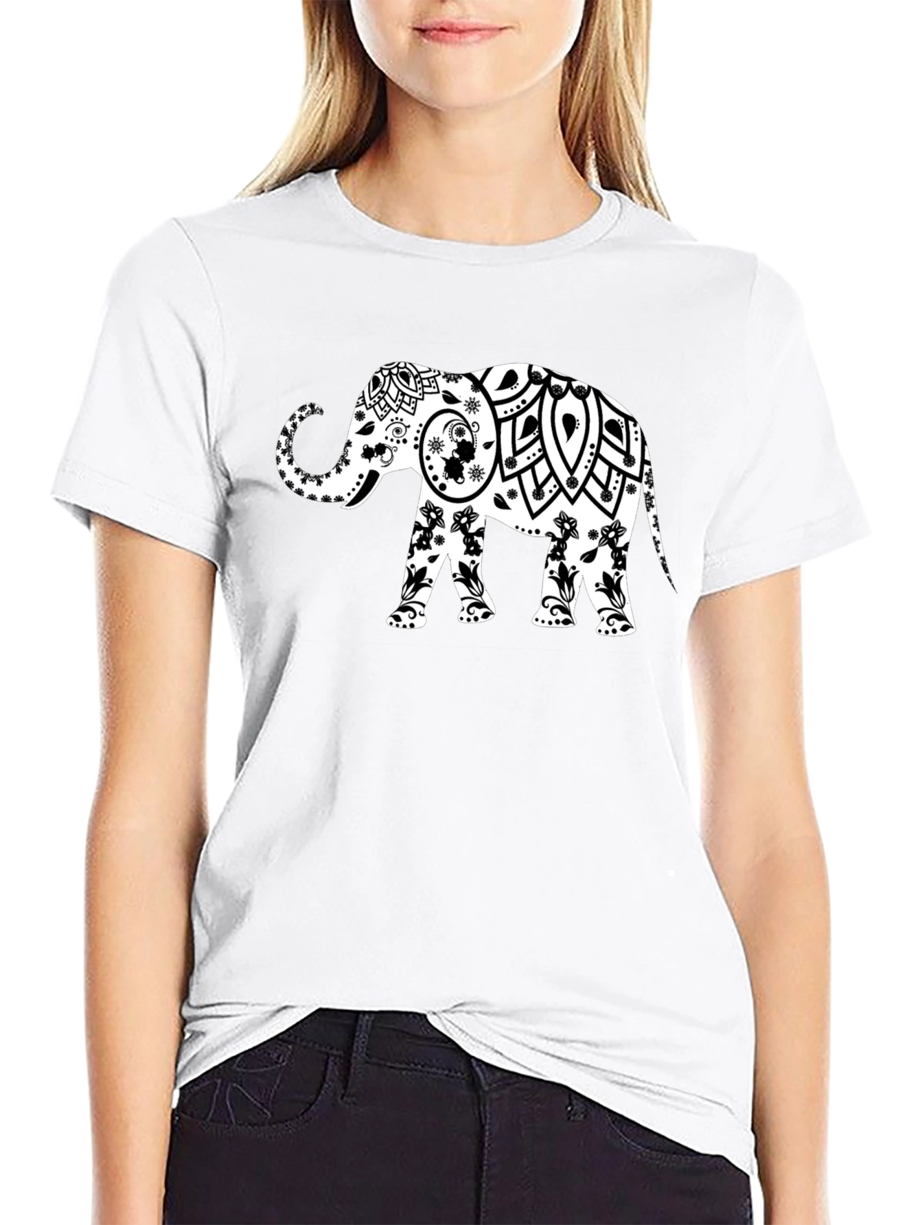 Elephant Mandala Graphic Tee - Stylish Black T-Shirt