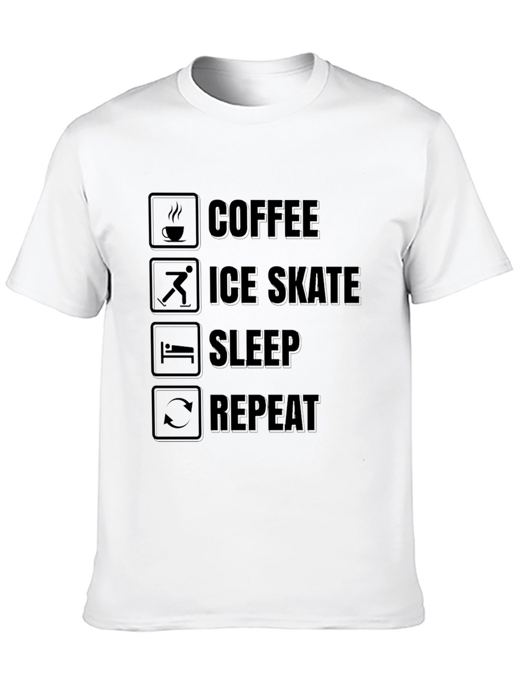 Coffee Ice Skate Sleep Repeat Graphic Tee