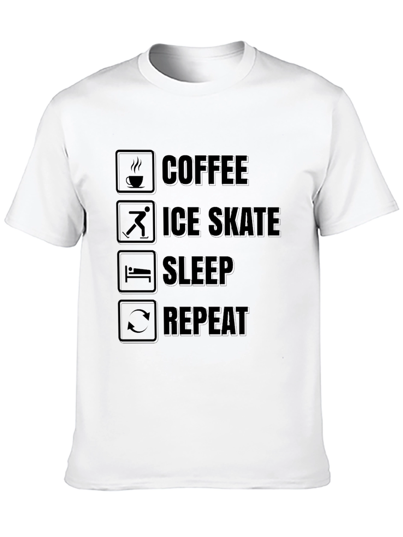 Coffee Ice Skate Sleep Repeat Graphic Tee
