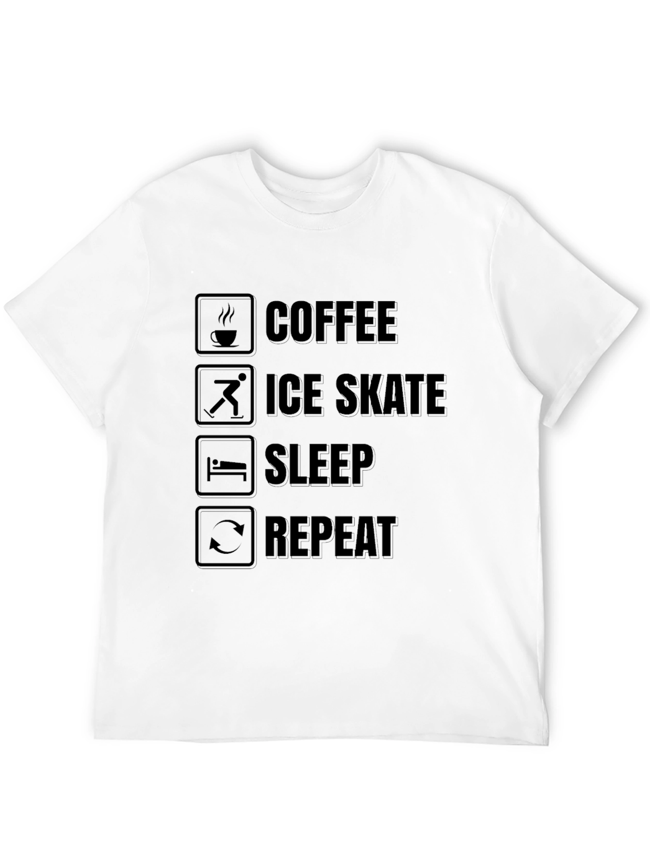 Coffee Ice Skate Sleep Repeat Graphic Tee