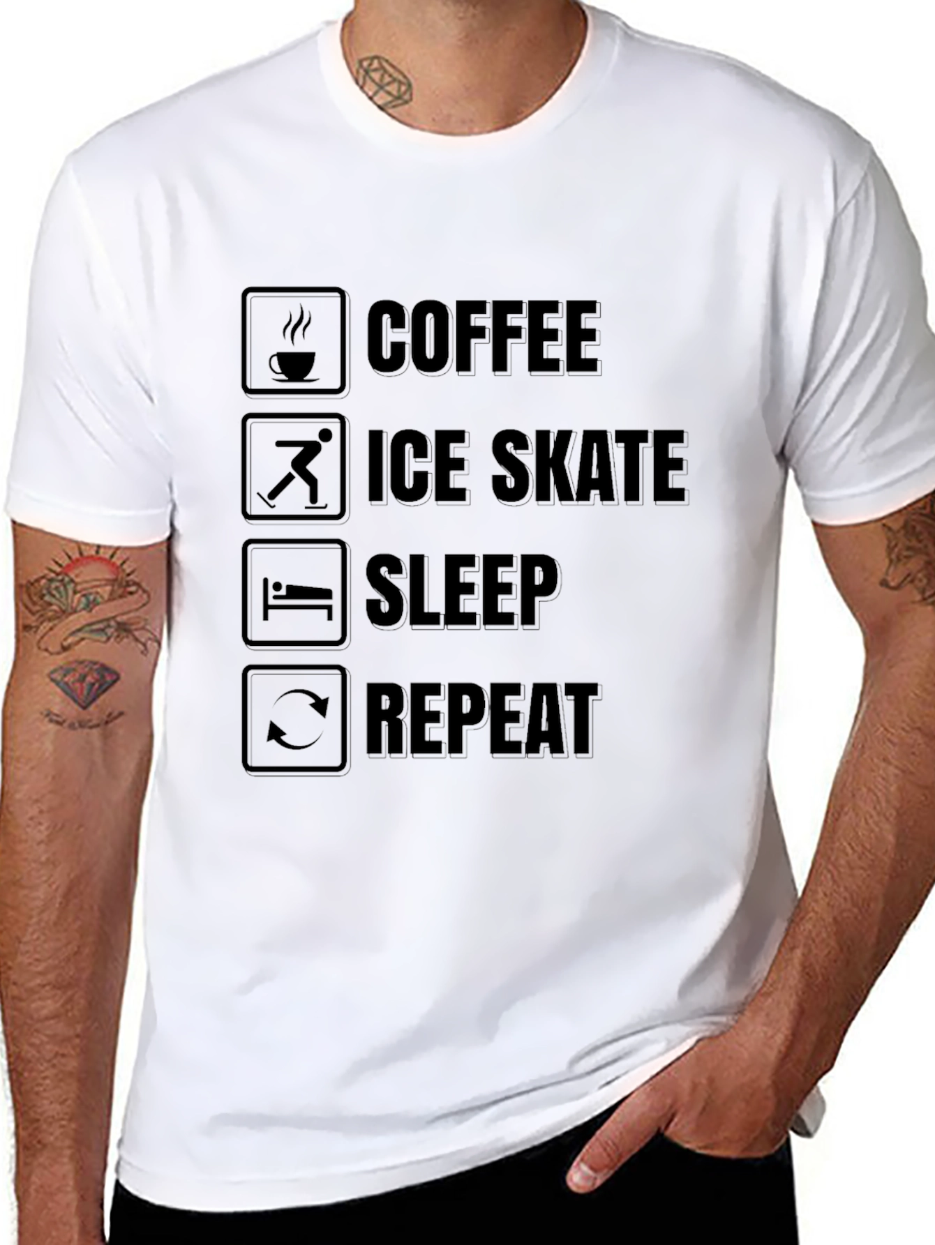 Coffee Ice Skate Sleep Repeat Graphic Tee