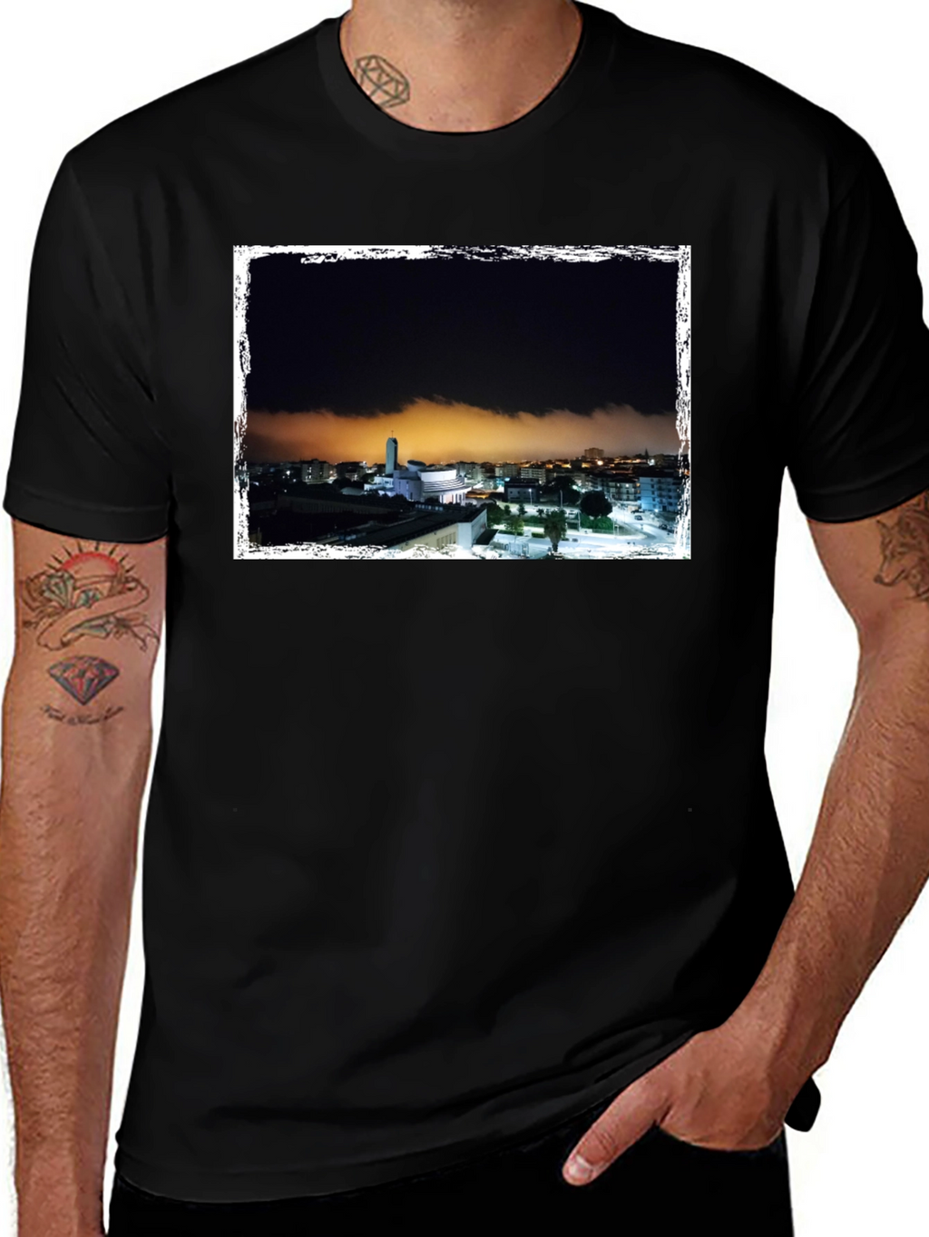 Night Scene Graphic Tee - Black