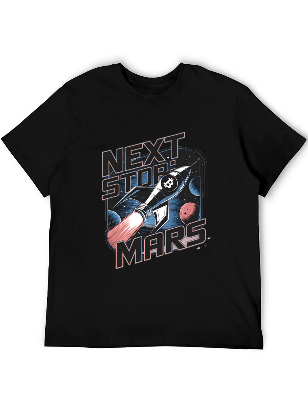 Next Stop Mars Bitcoin Rocket T-Shirt