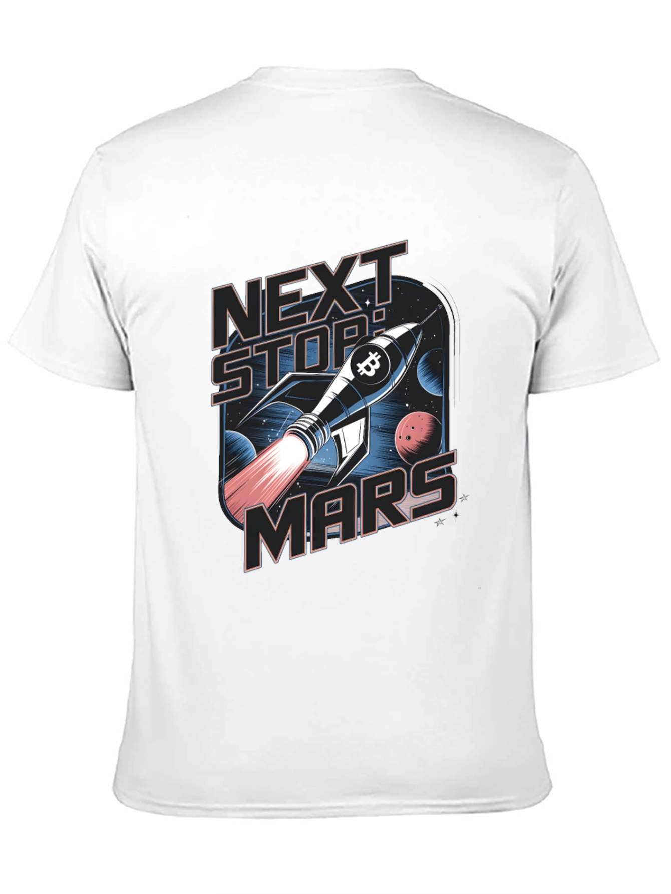 Next Stop Mars Bitcoin Rocket T-Shirt
