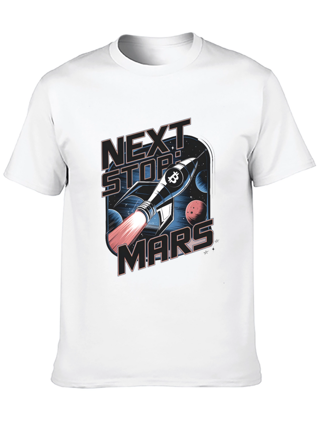 Next Stop Mars Bitcoin Rocket T-Shirt