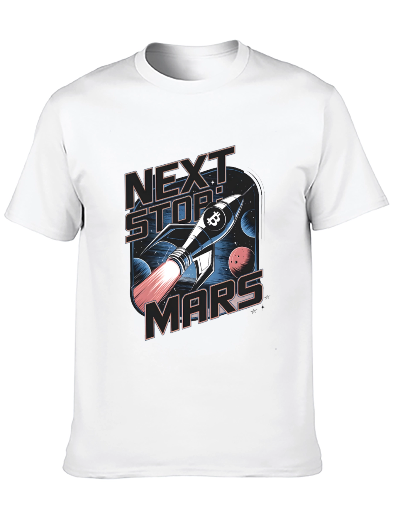 Next Stop Mars Bitcoin Rocket T-Shirt