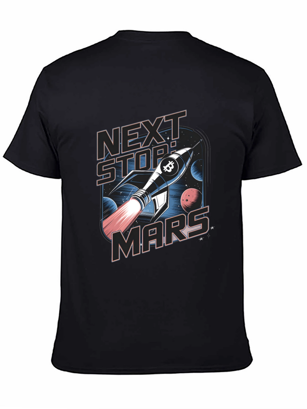 Next Stop Mars Bitcoin Rocket T-Shirt