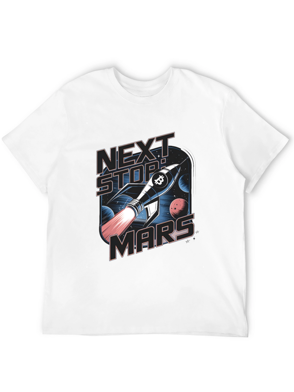 Next Stop Mars Bitcoin Rocket T-Shirt