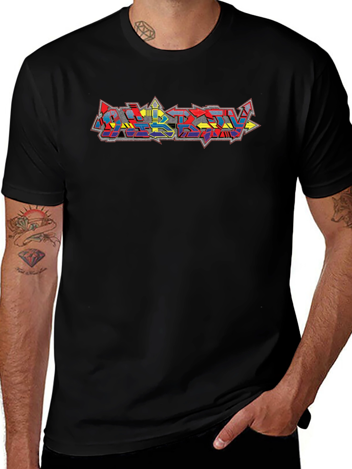 Graffiti Style Graphic Black T-Shirt
