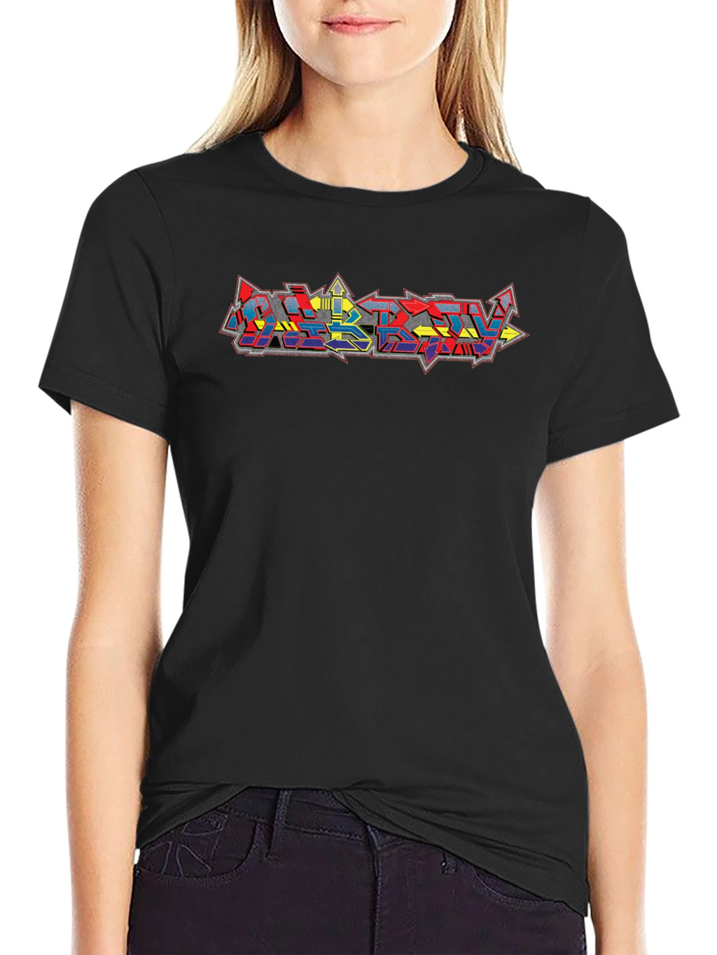 Graffiti Style Graphic Black T-Shirt