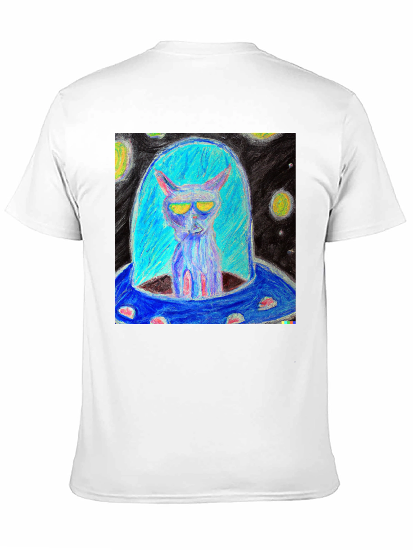 Alien Cat UFO Graphic Tee - Black