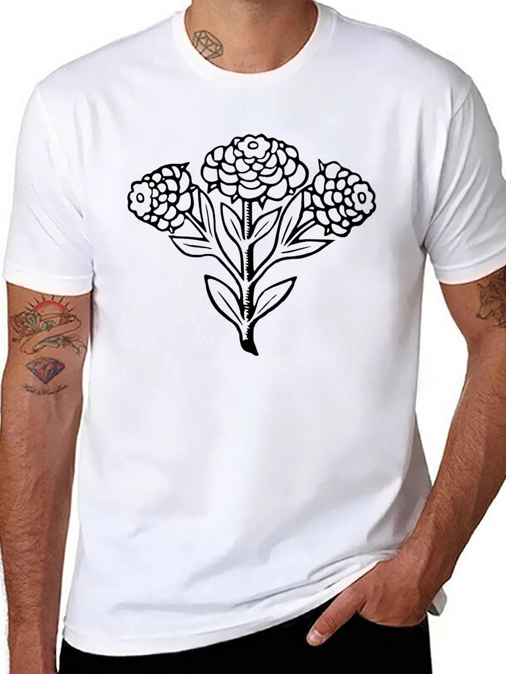 Black Floral Print Tee - Mens Casual Style