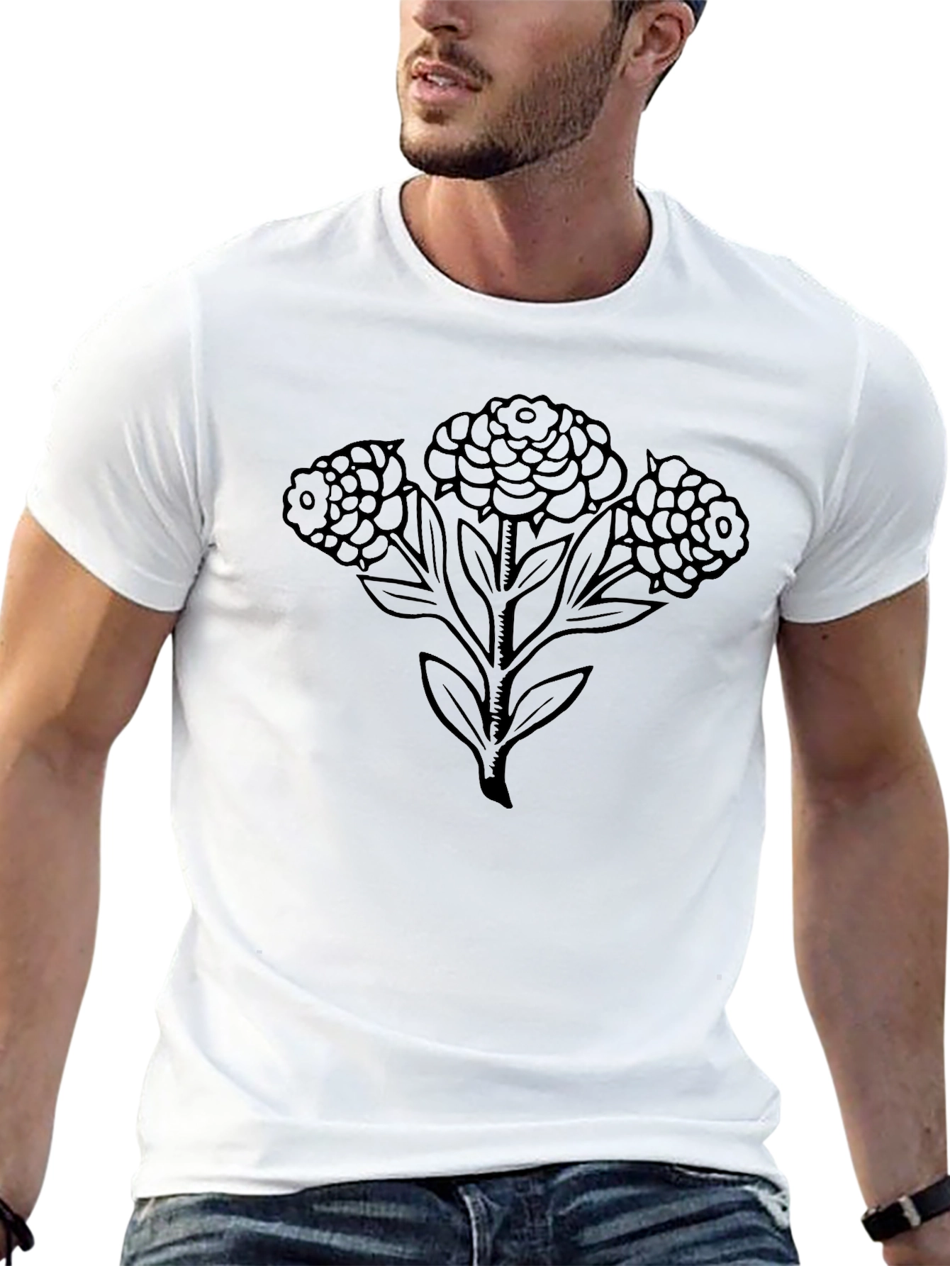 Black Floral Print Tee - Mens Casual Style