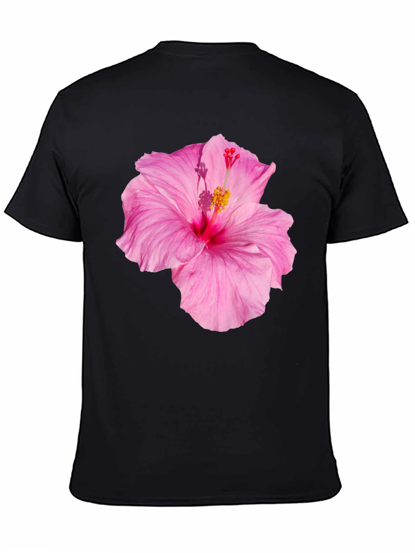 Hibiscus Flower Graphic Black T-Shirt