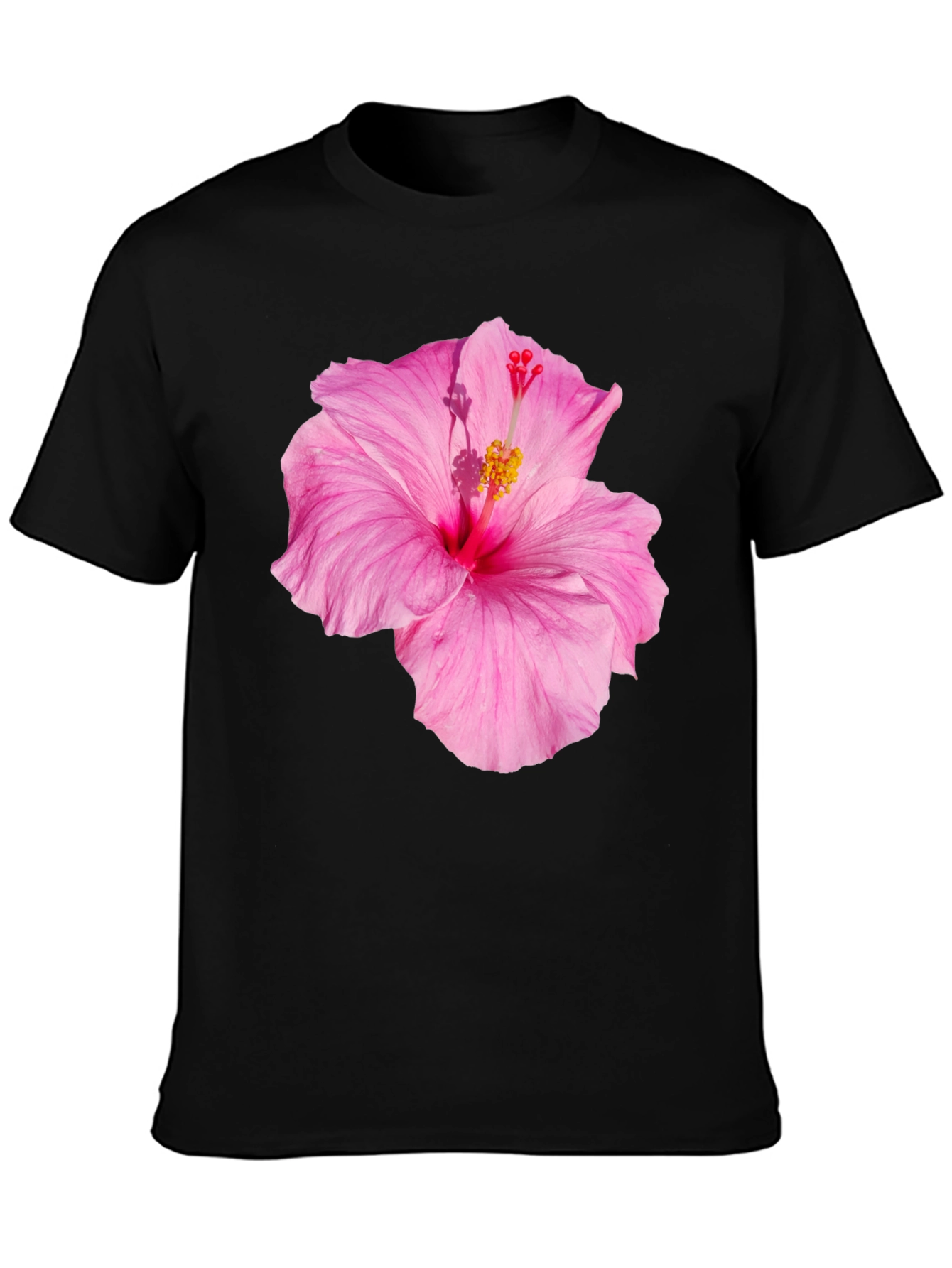 Hibiscus Flower Graphic Black T-Shirt