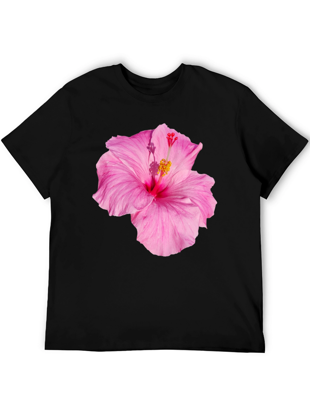 Hibiscus Flower Graphic Black T-Shirt