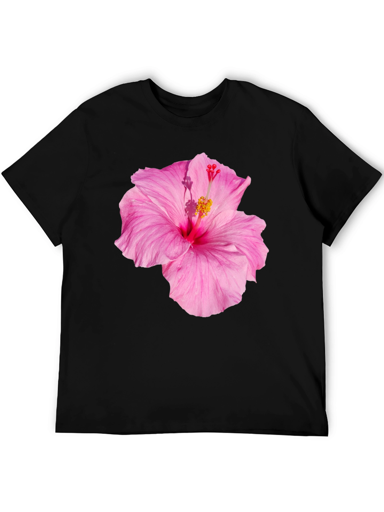 Hibiscus Flower Graphic Black T-Shirt