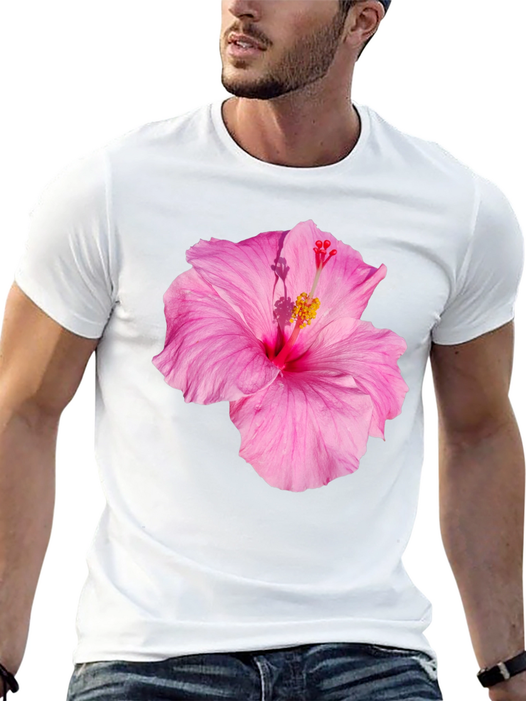 Hibiscus Flower Graphic Black T-Shirt