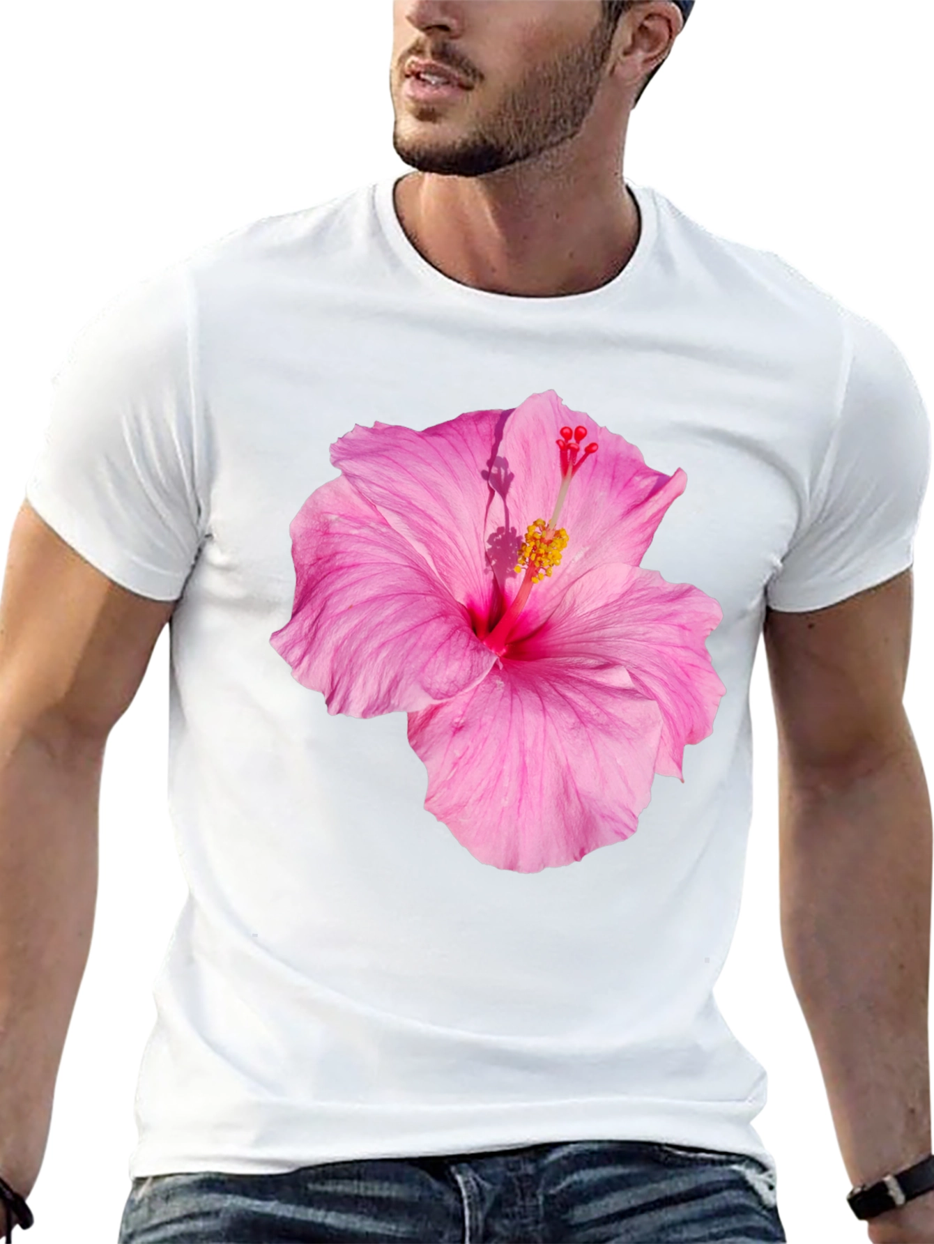 Hibiscus Flower Graphic Black T-Shirt