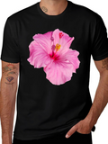 Hibiscus Flower Graphic Black T-Shirt