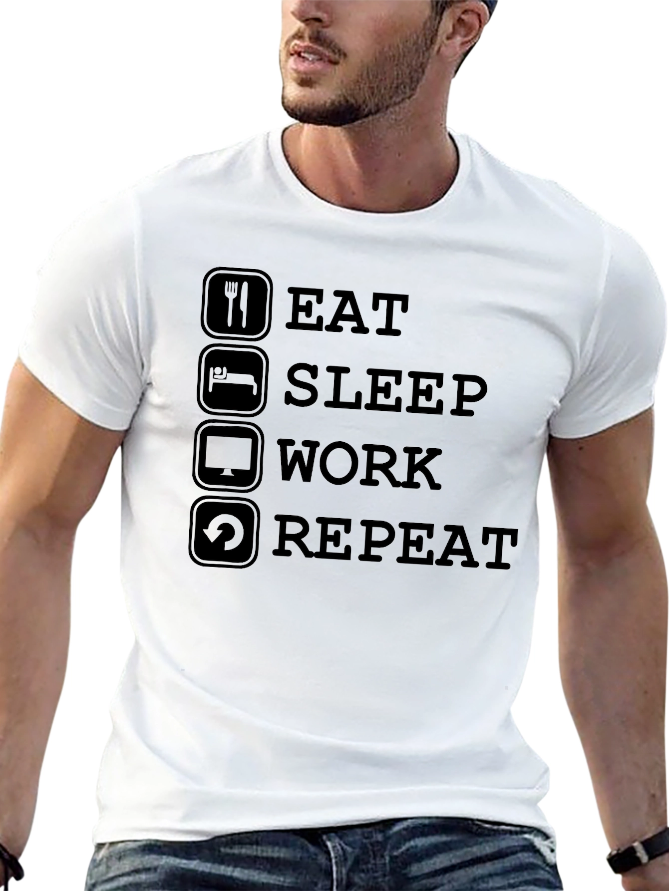Eat Sleep Work Repeat Graphic T-Shirt
