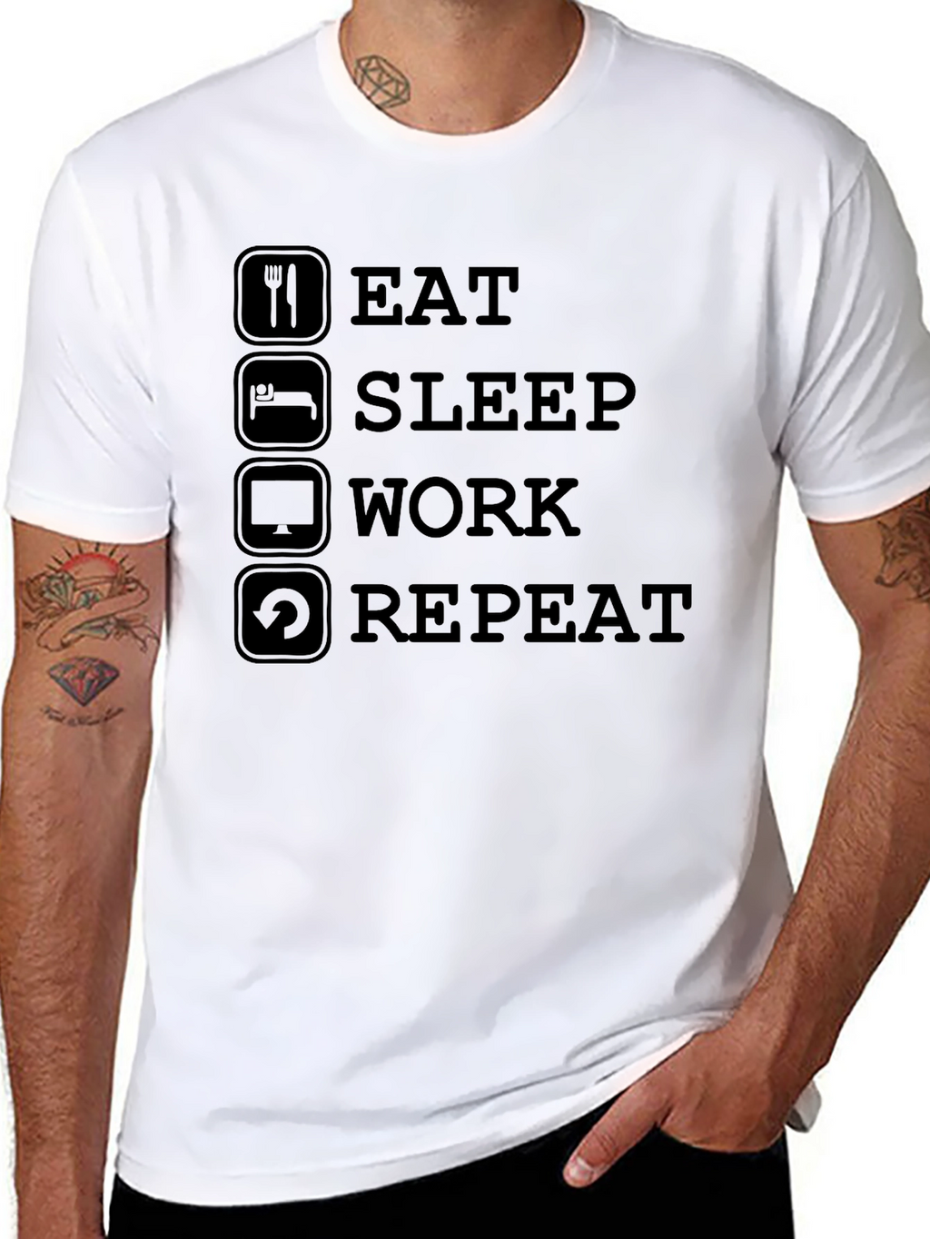 Eat Sleep Work Repeat Graphic T-Shirt