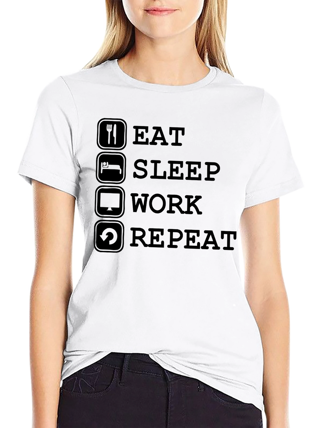 Eat Sleep Work Repeat Graphic T-Shirt