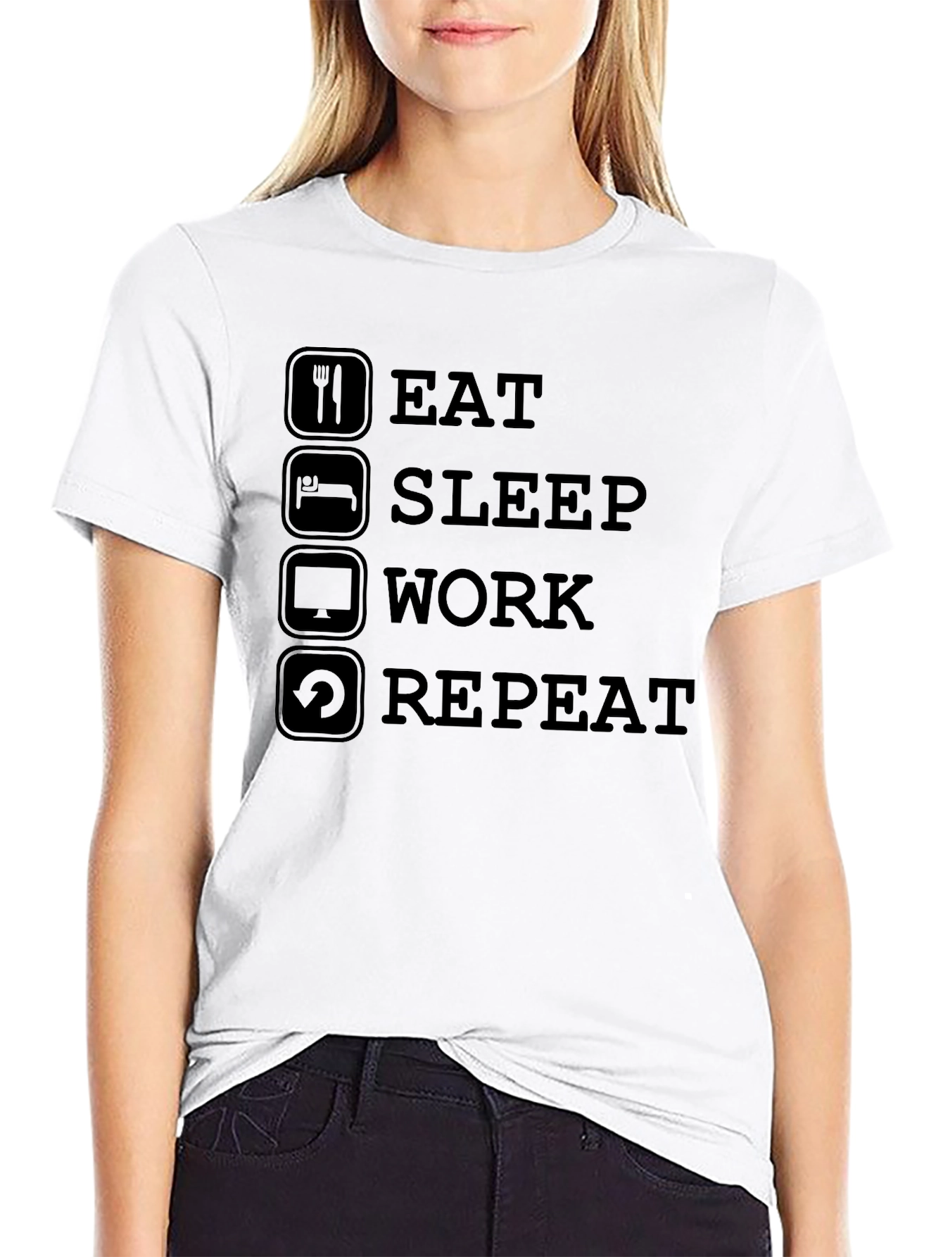 Eat Sleep Work Repeat Graphic T-Shirt
