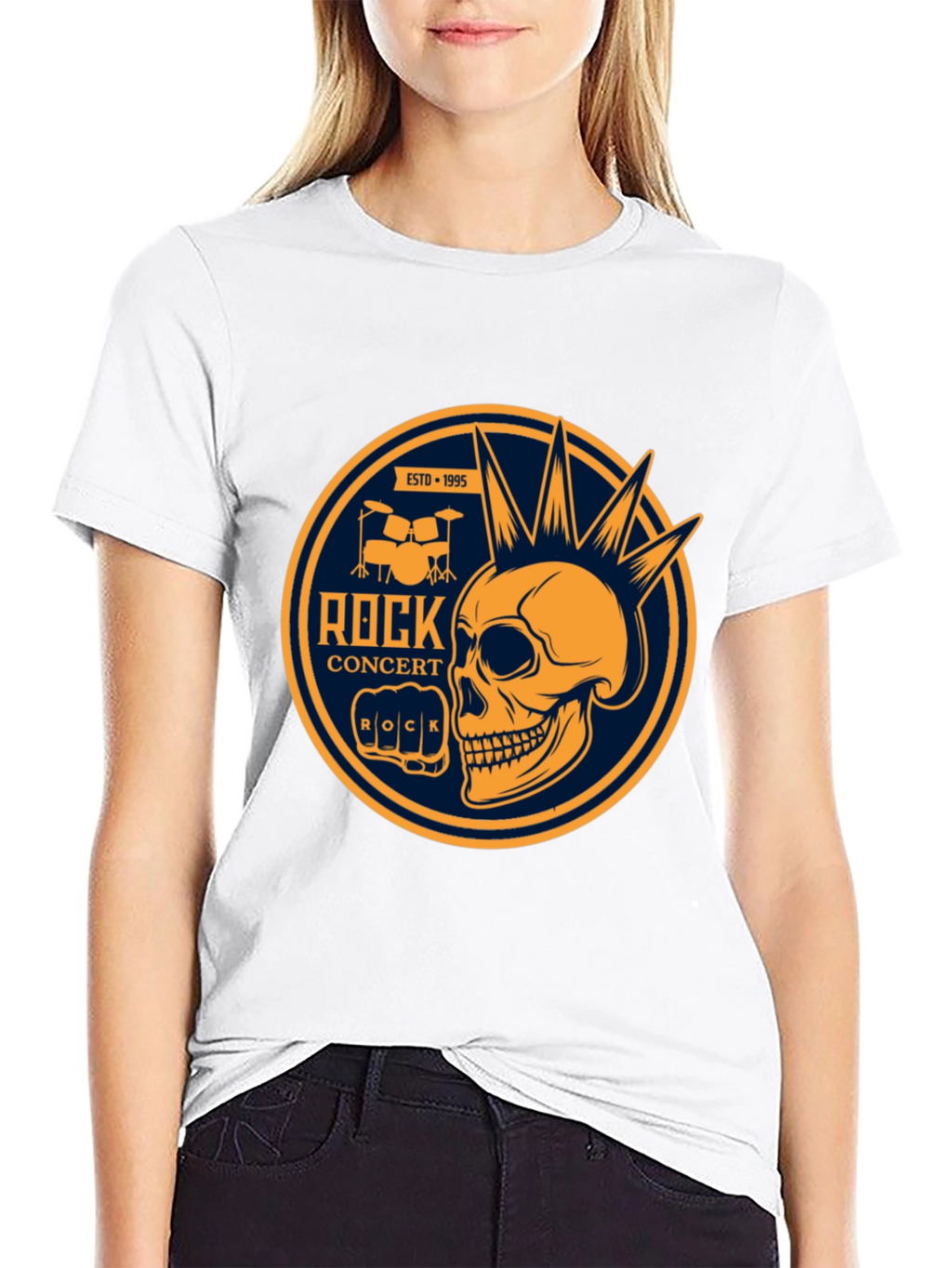 Rock Concert Skull Graphic Tee - Black