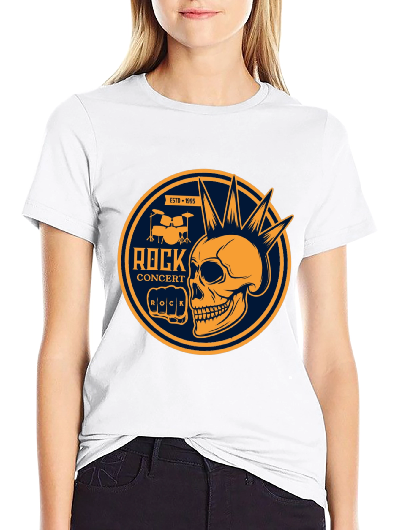 Rock Concert Skull Graphic Tee - Black