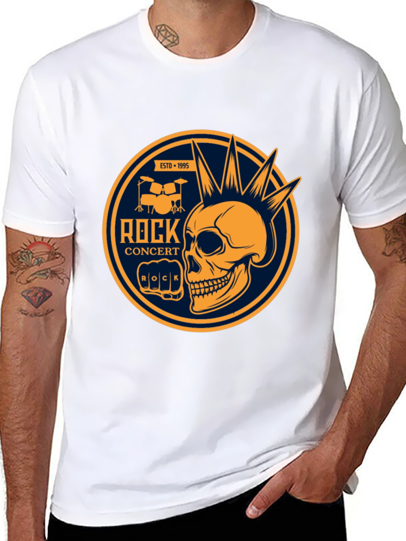 Rock Concert Skull Graphic Tee - Black