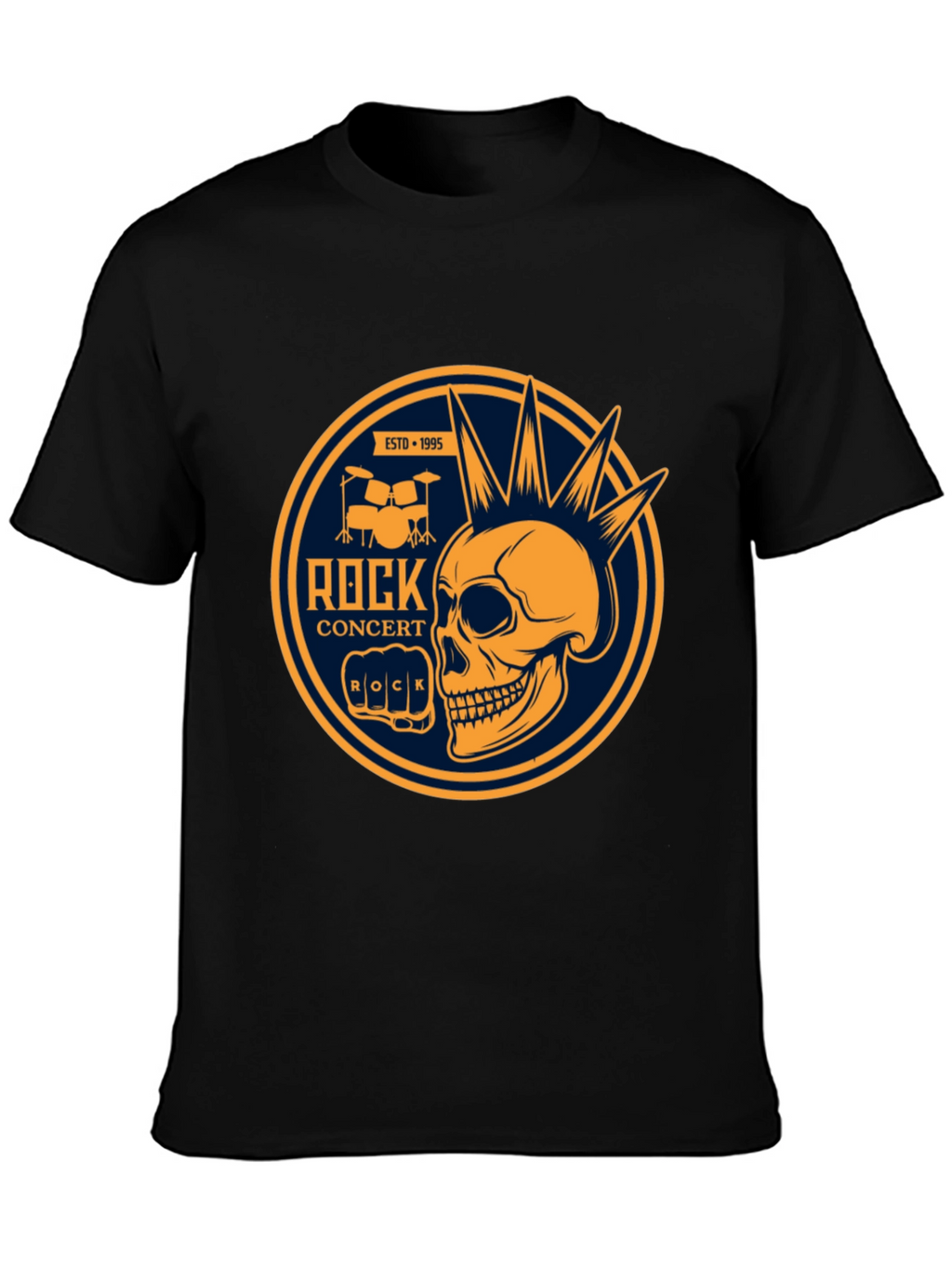 Rock Concert Skull Graphic Tee - Black