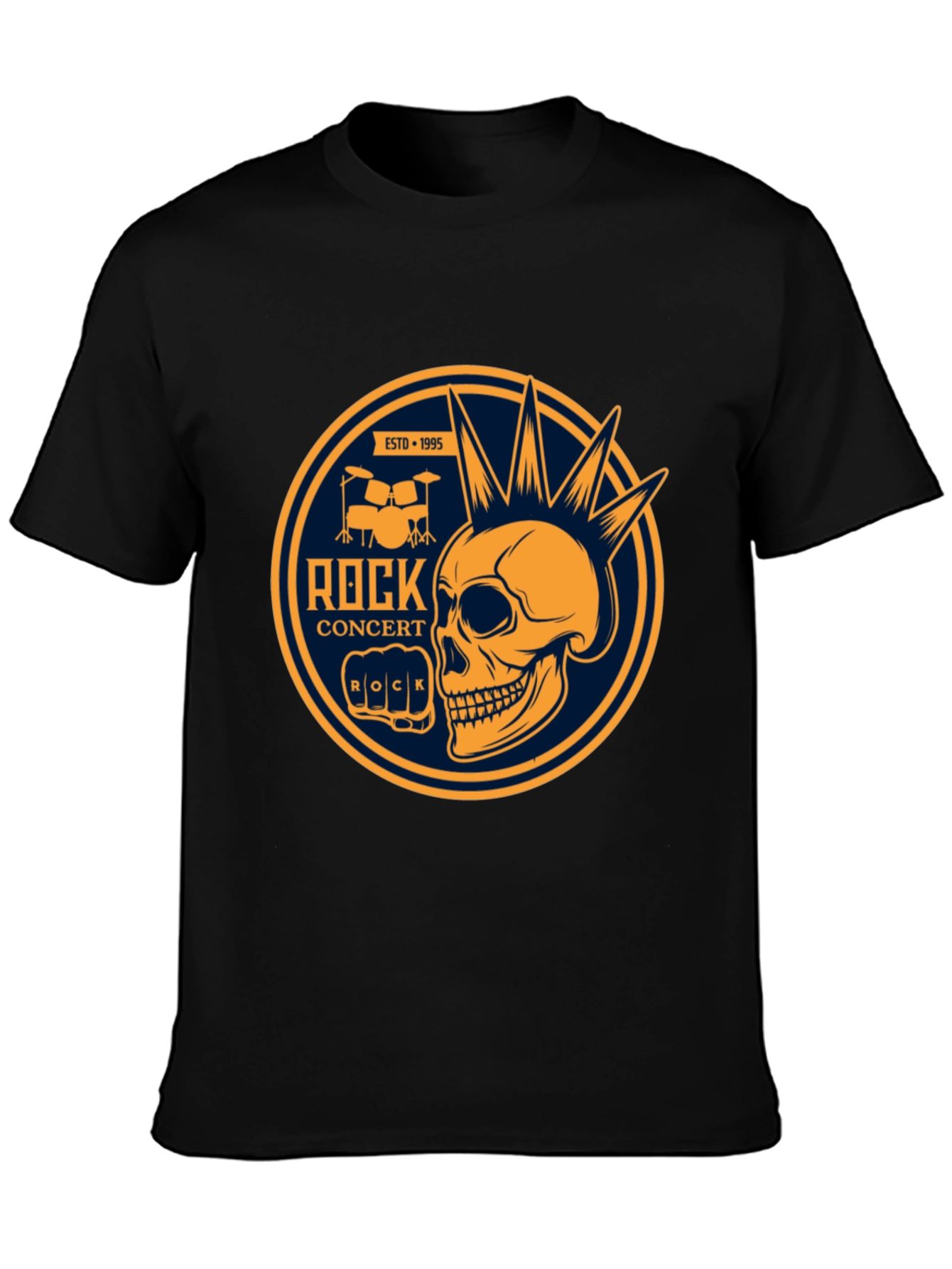 Rock Concert Skull Graphic Tee - Black