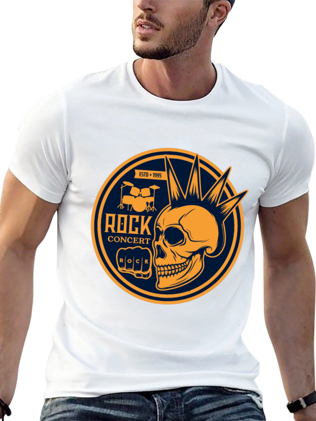 Rock Concert Skull Graphic Tee - Black