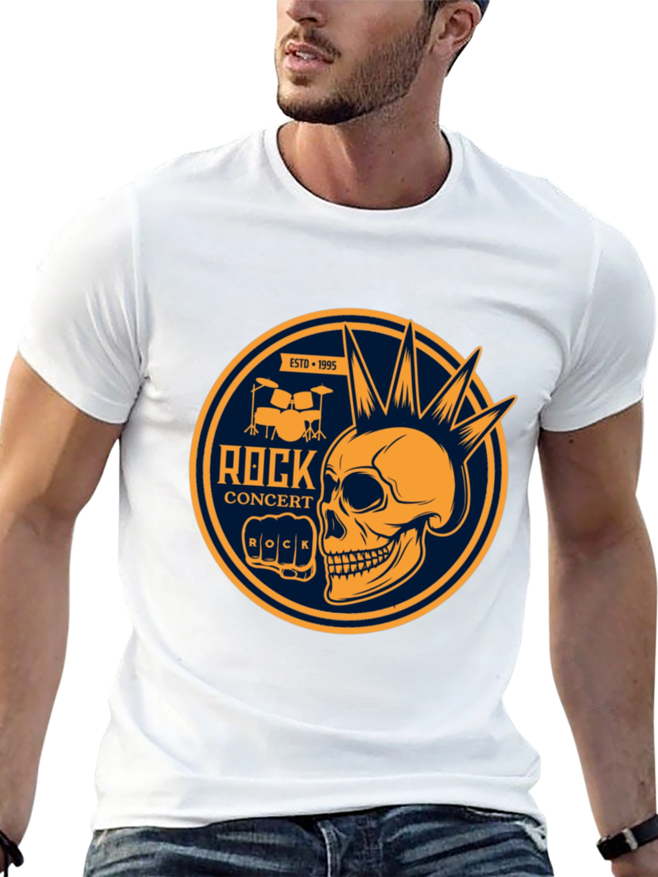 Rock Concert Skull Graphic Tee - Black