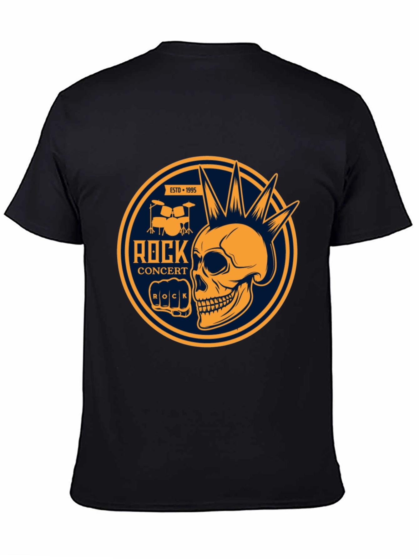 Rock Concert Skull Graphic Tee - Black