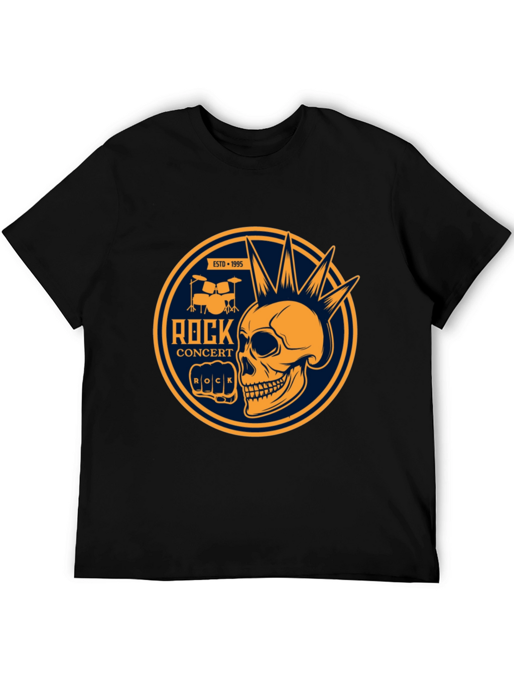 Rock Concert Skull Graphic Tee - Black
