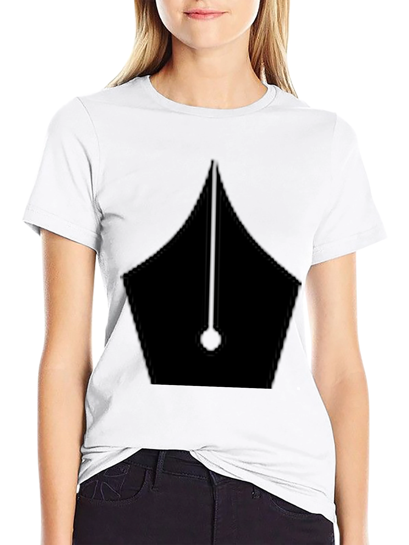 Mens Black Fountain Pen Graphic Tee Shirt