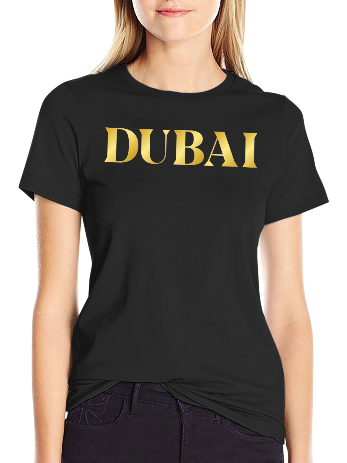 Dubai Graphic Tee - Trendy Black Cotton T-Shirt