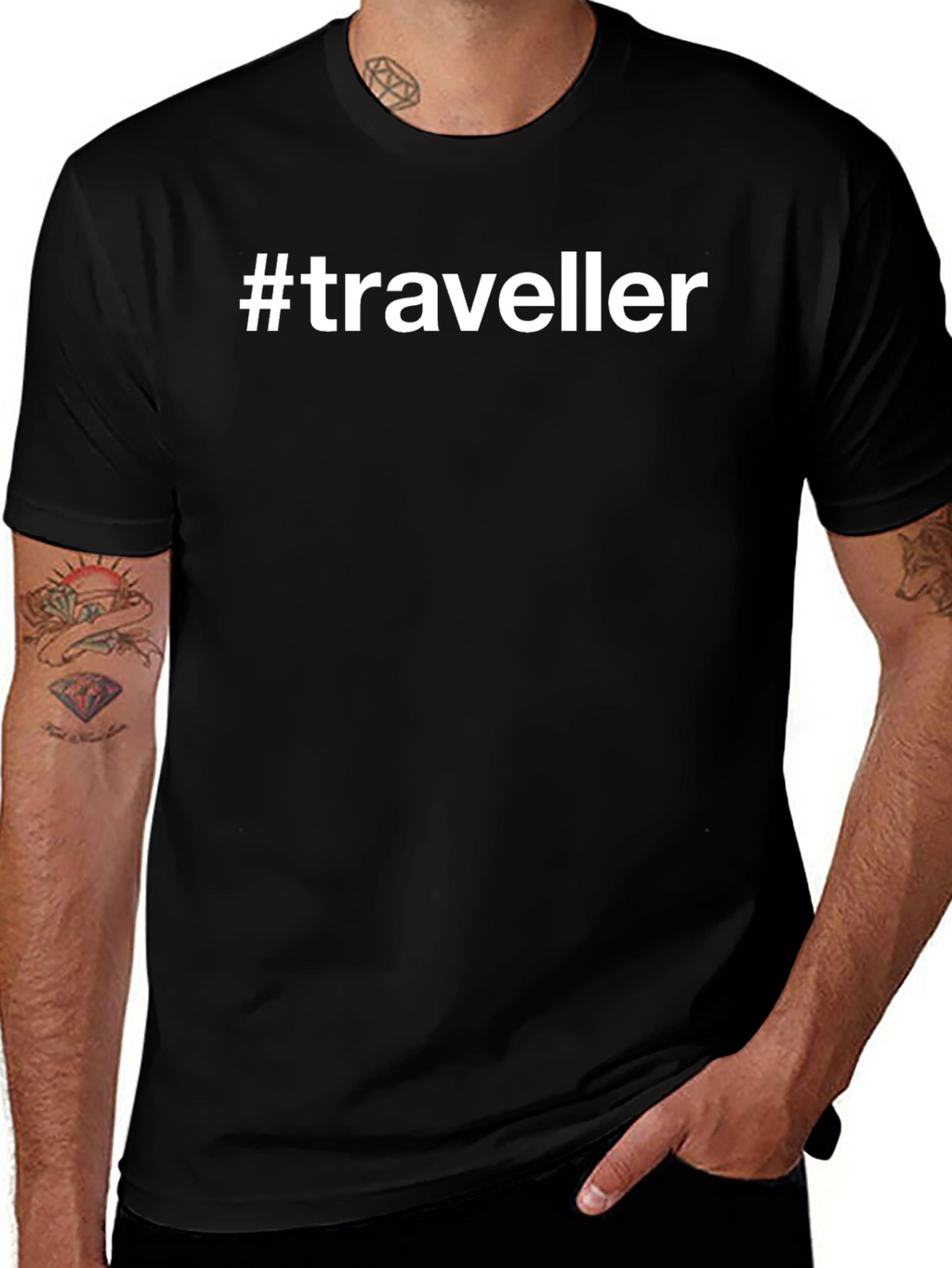 #Traveller Black T-Shirt - Stylish and Comfy
