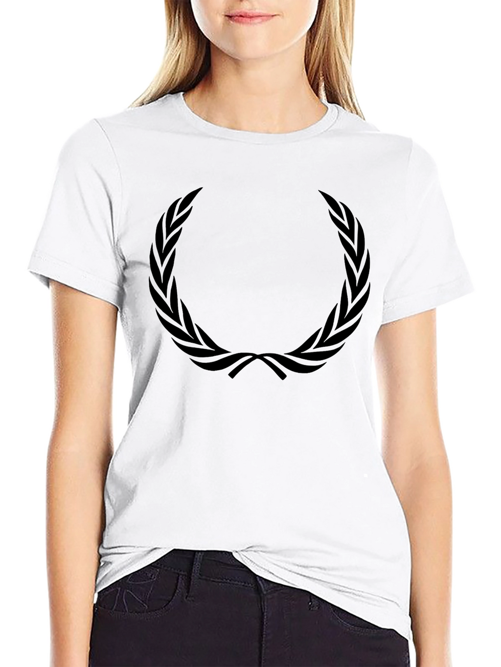 Mens Black T-Shirt with Laurel Wreath Design