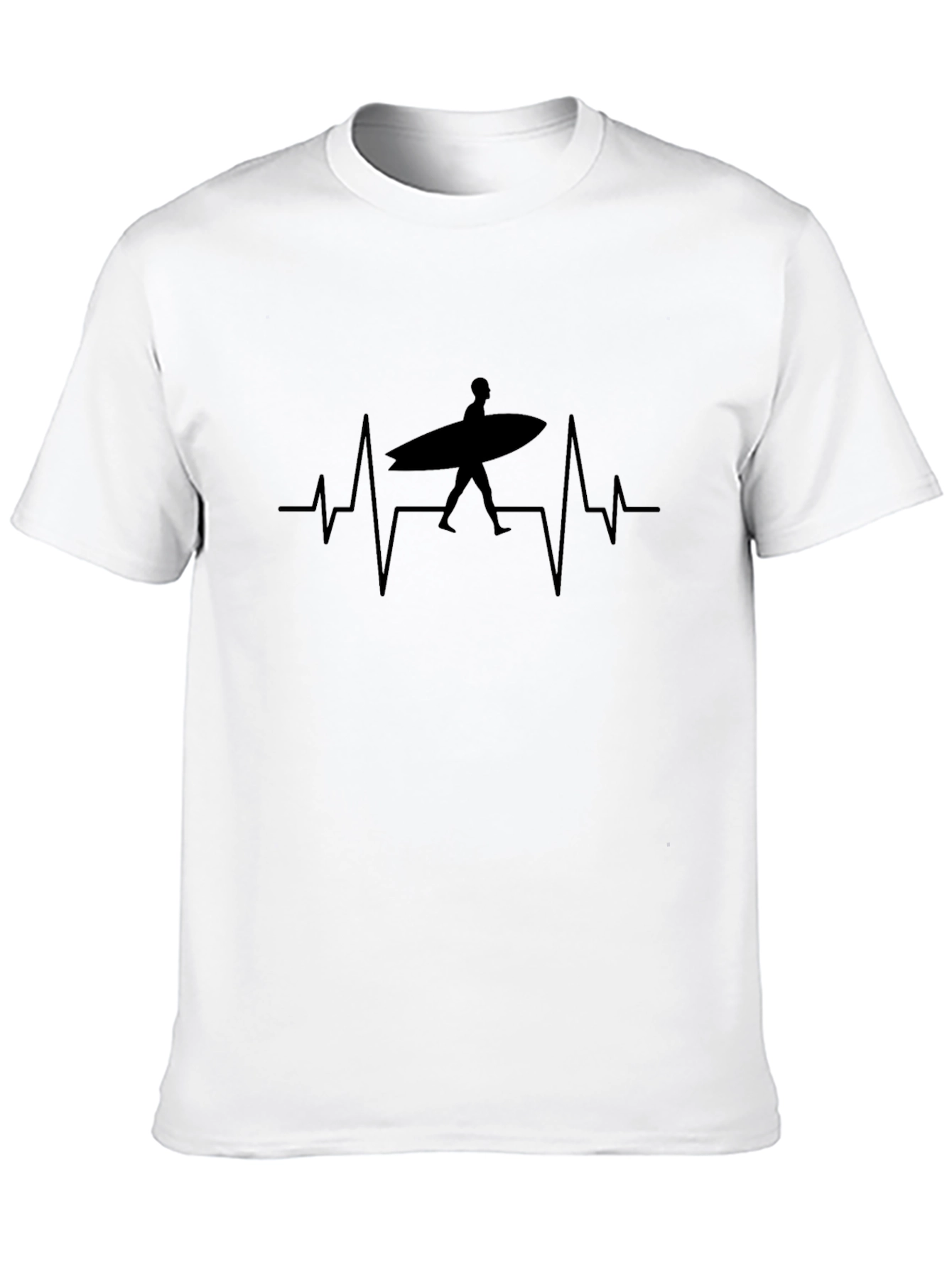 Surfer Heartbeat Tee - Black Graphic T-Shirt