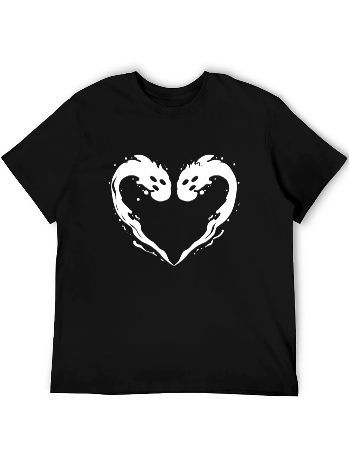 Two Koi Heart Graphic Tee - Black Cotton