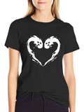 Two Koi Heart Graphic Tee - Black Cotton